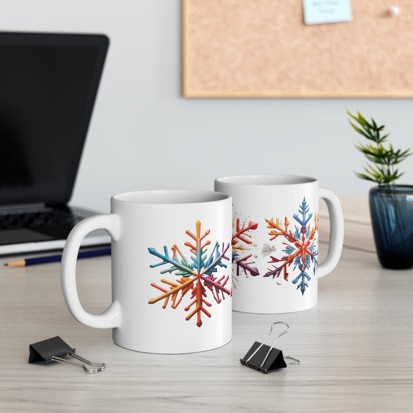 Colourful Broken Snowflakes Mug - Ceramic Coffee Mug 11oz