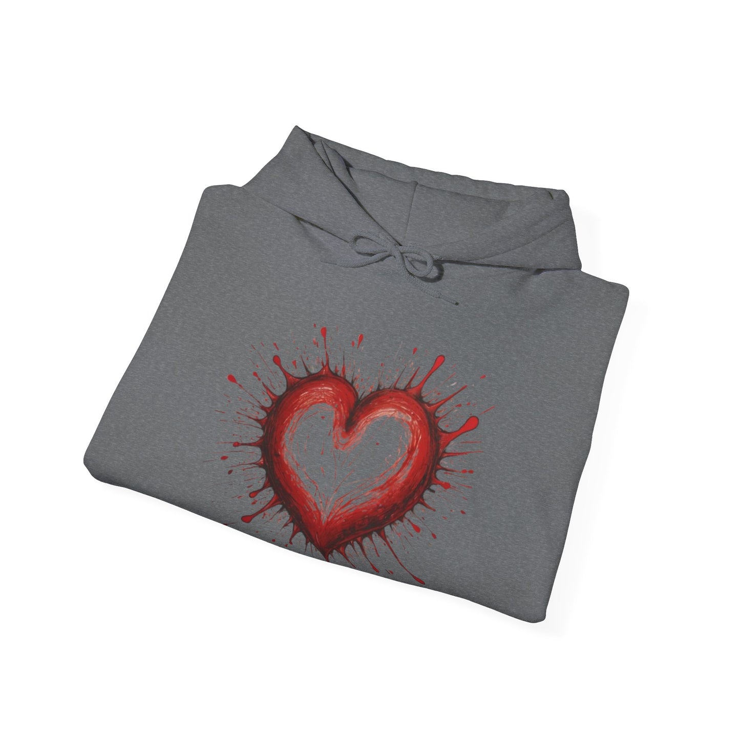 Messy Red Love Heart - Unisex Hooded Sweatshirt