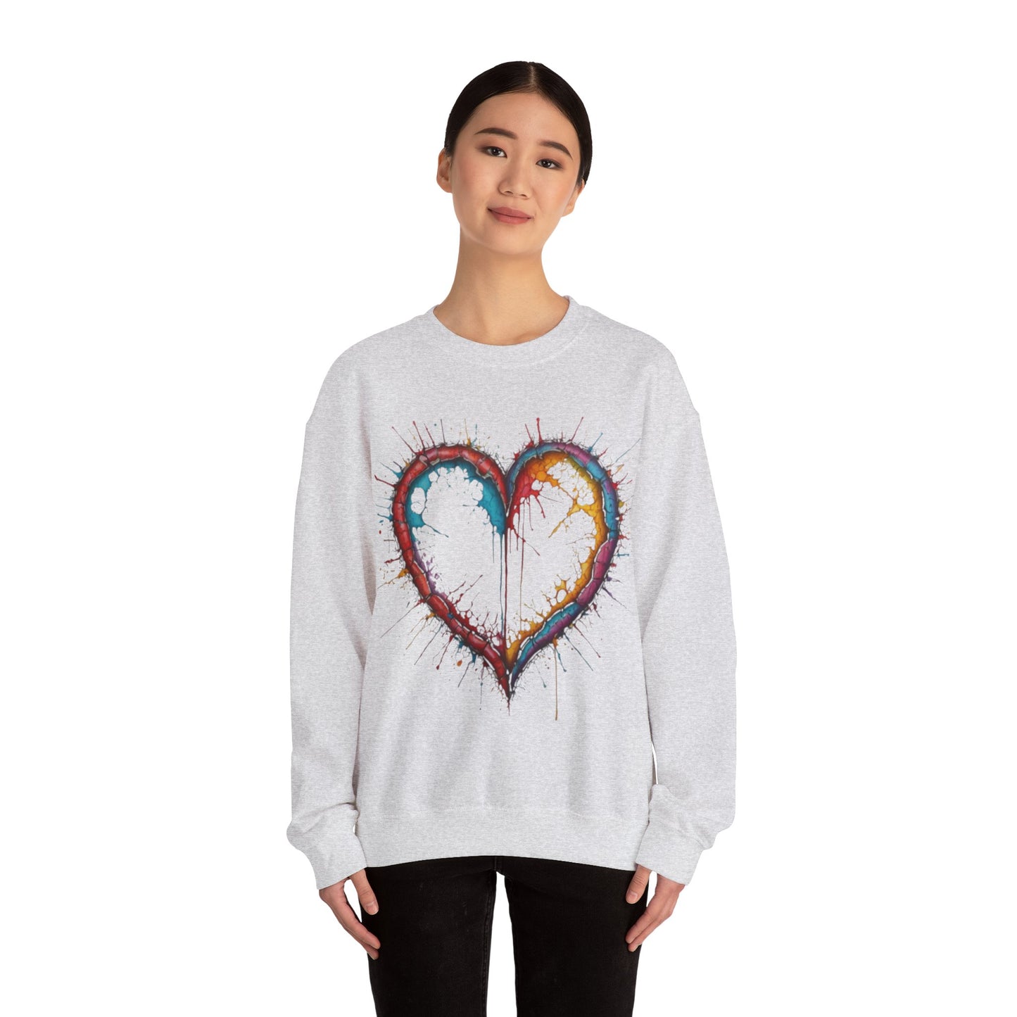 Hollow Colourful Messy Love Heart - Unisex Heavy Sweatshirt