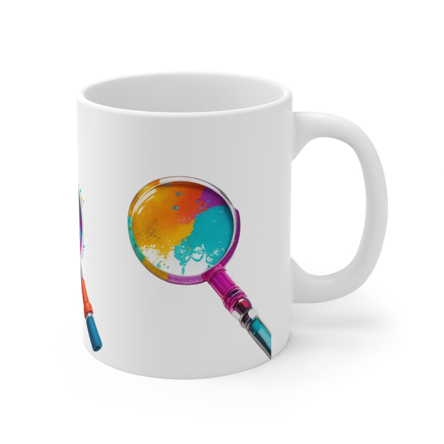 Colourful Magnifying Glass Mug - Ceramic Coffee Mug 11oz