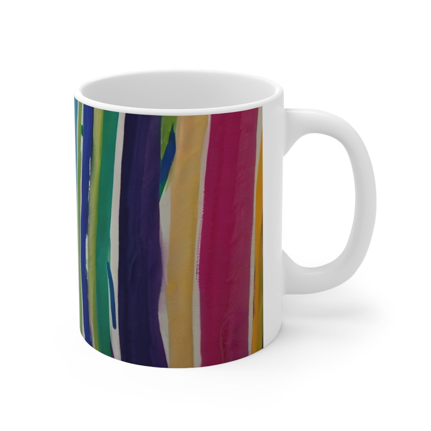 Colourful Paint Lines Mug - Ceramic Coffee Mug 11oz