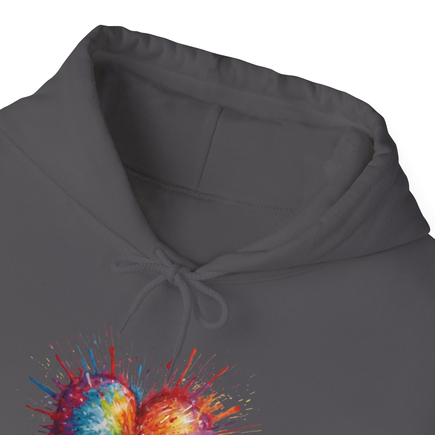 Colourful Messy Exploding Love Heart - Unisex Hooded Sweatshirt