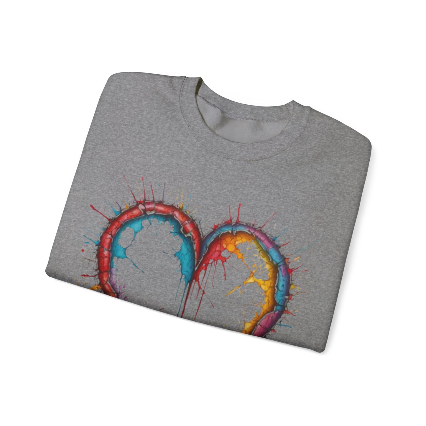 Hollow Colourful Messy Love Heart - Unisex Heavy Sweatshirt