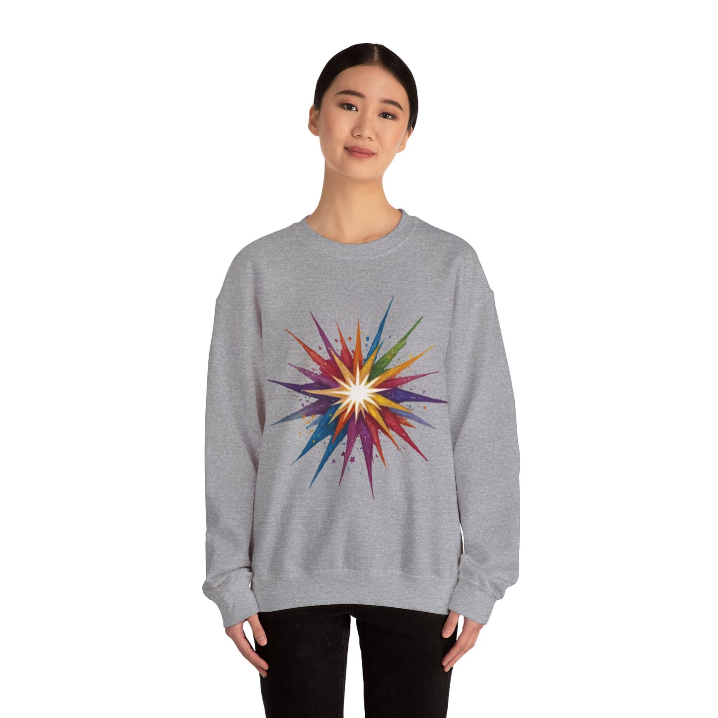 Colourful Exploding Star - Unisex Crewneck Sweatshirt