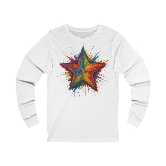 Burning Multicoloured Star - Unisex Long Sleeve T-Shirt