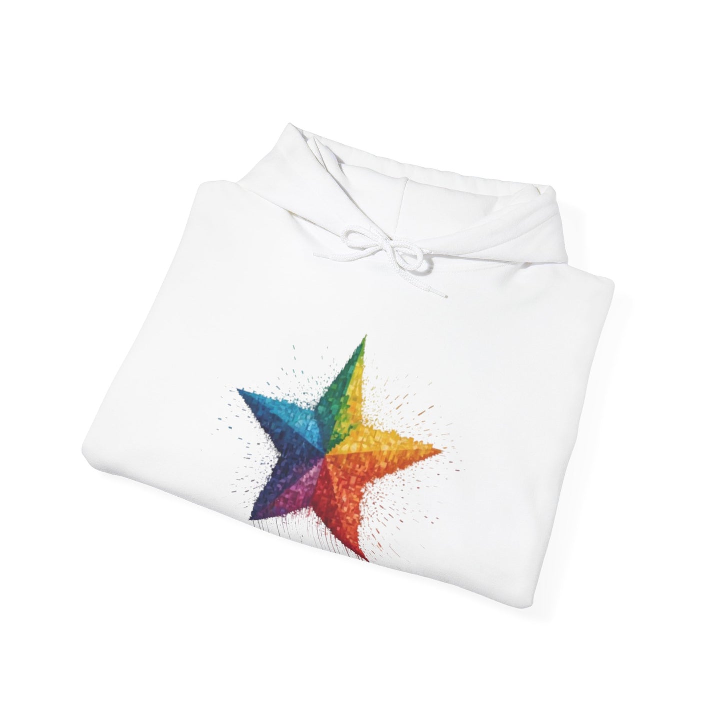 Multicoloured Pixelated Star - Unisex Hooded Sweatshirt