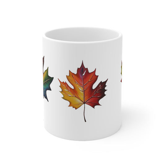 Colourful Maple Leaves - Ceramic Coffee Mug 11oz