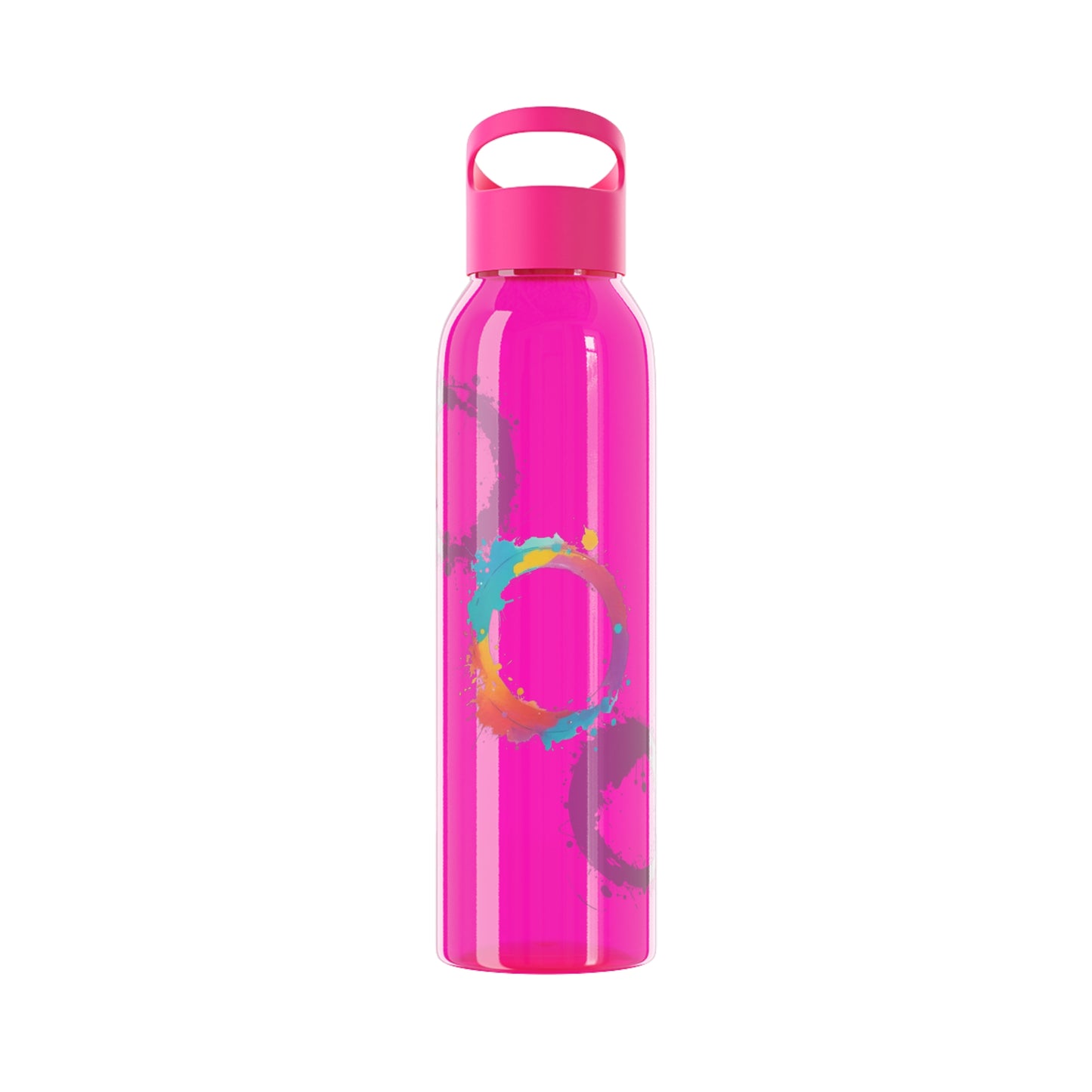 Colourful Circles Paint Art - Sky Water Bottle