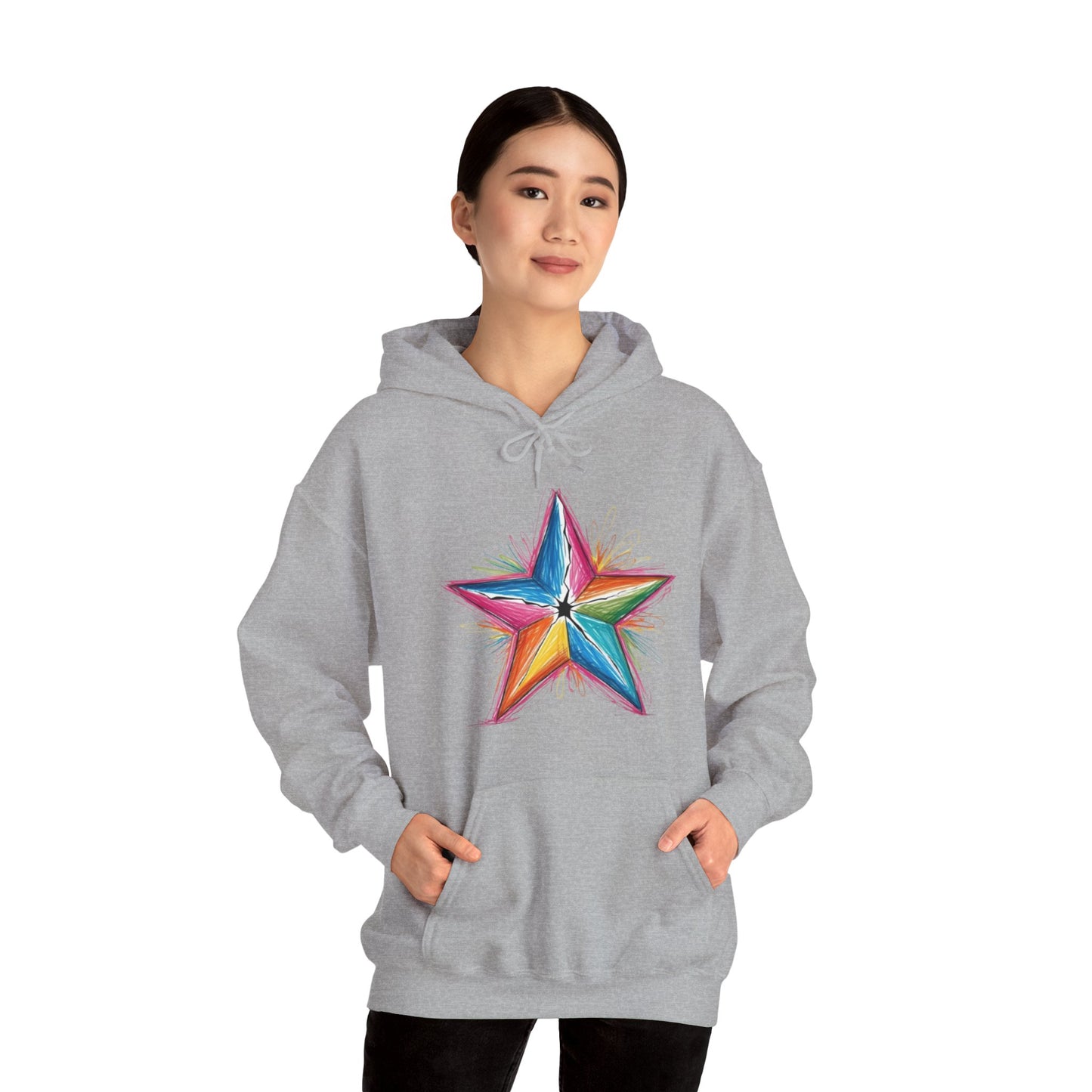 Vibrant Coloured Messy Star - Unisex Hooded Sweatshirt