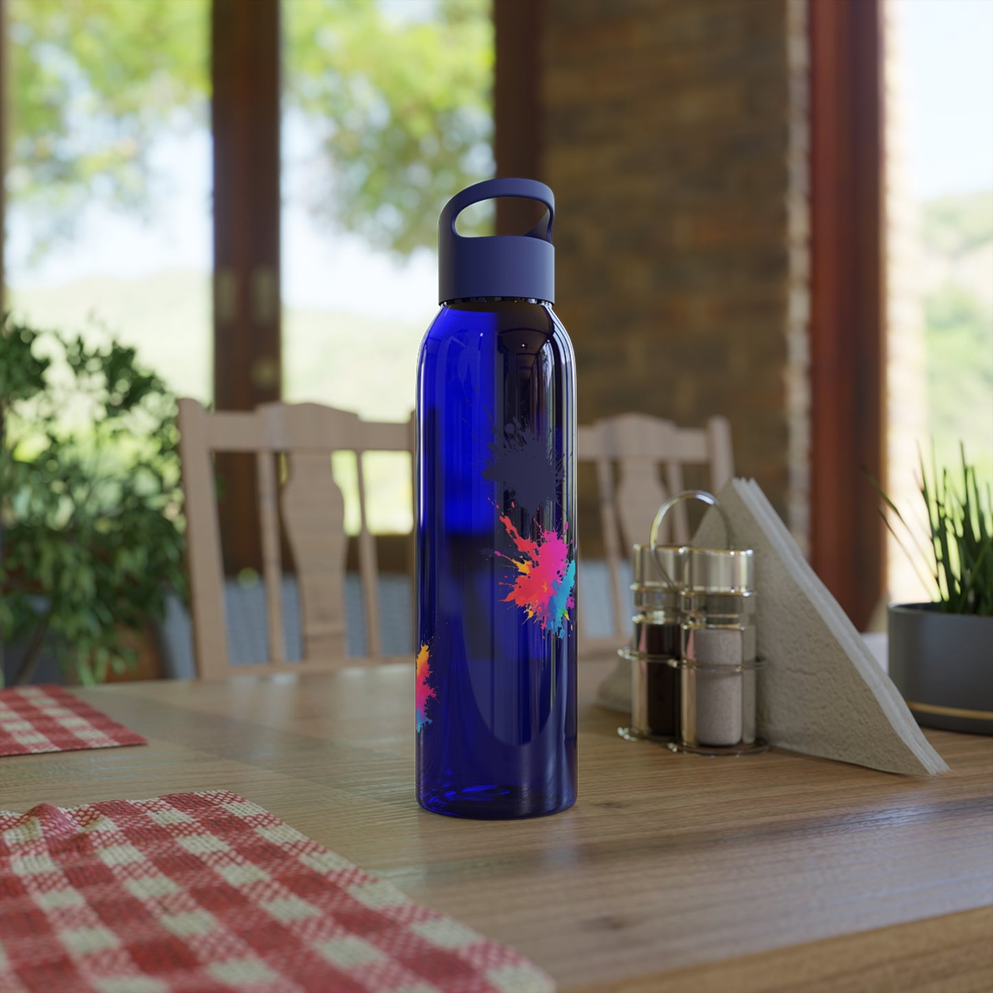 Colourful Paint Splatter - Sky Water Bottle