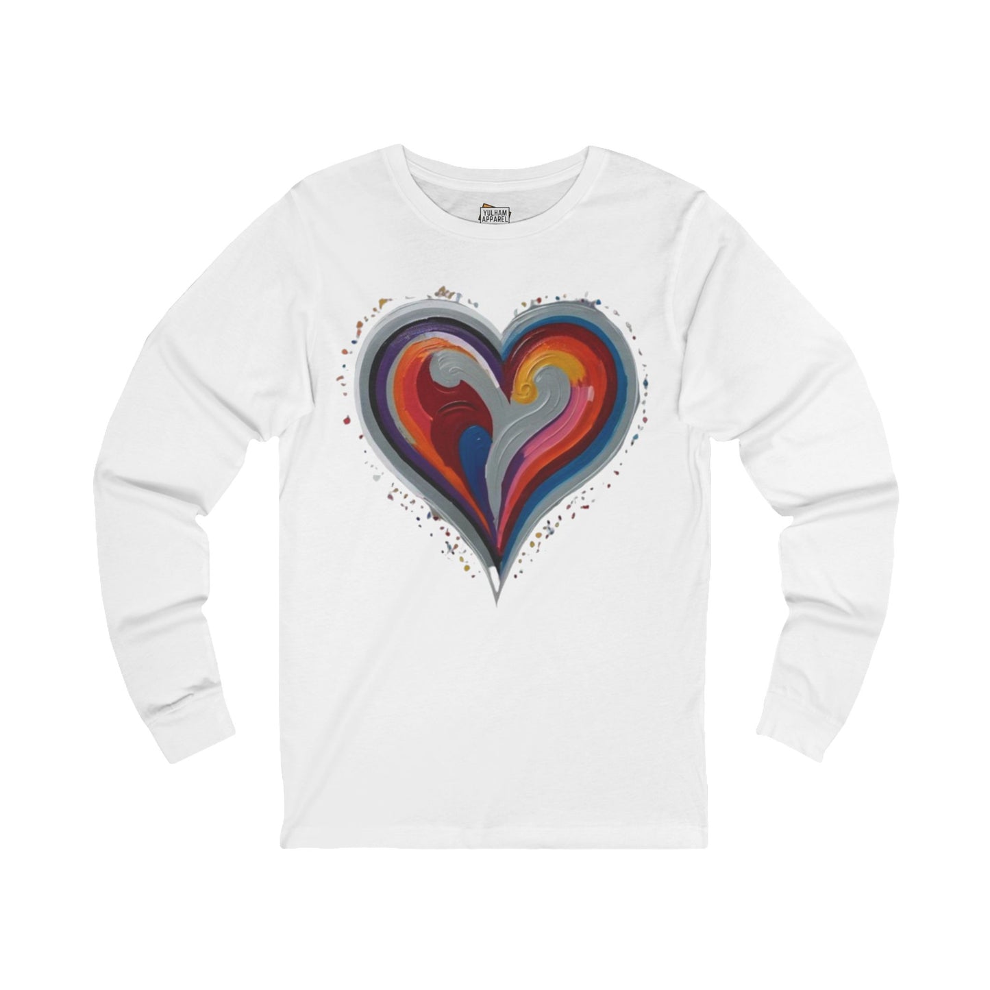 Colourful Grey Love Heart - Unisex Long Sleeve T-Shirt