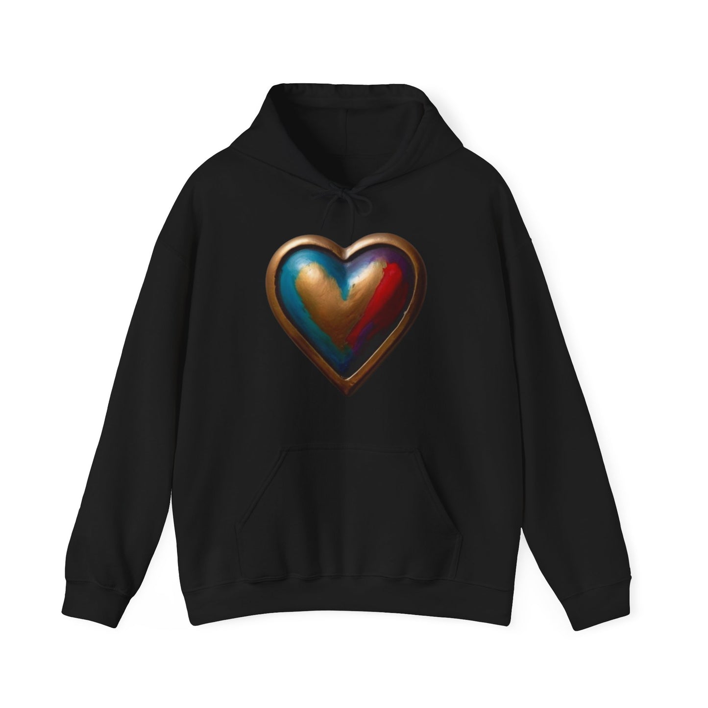 Bronze Colourful Love Heart - Unisex Hooded Sweatshirt