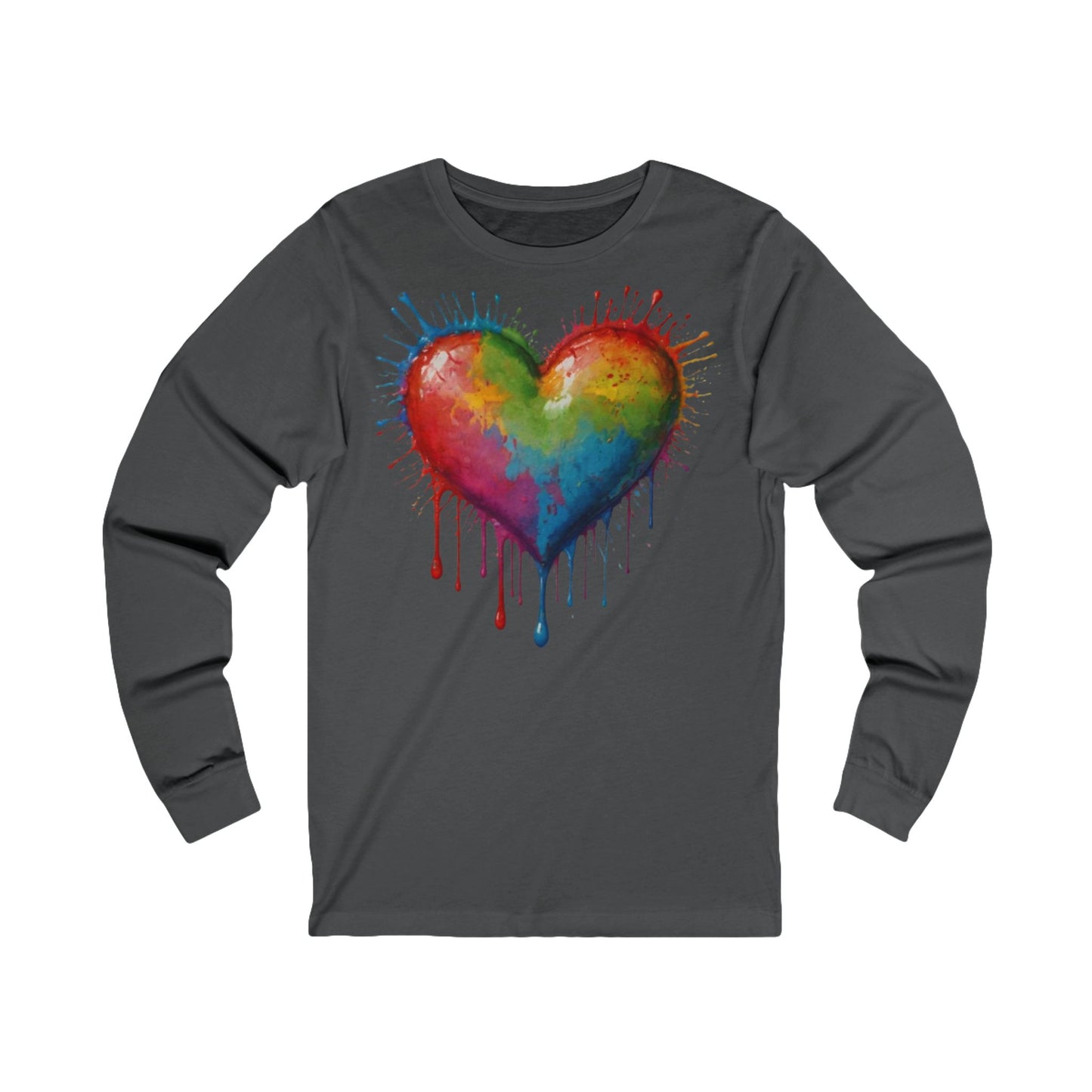 Colourful Messy Dripping Heart - Unisex Long Sleeve T-Shirt