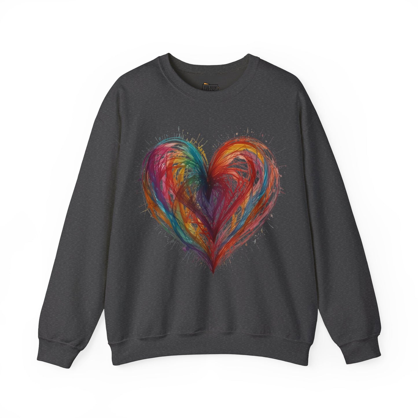 Colourful Messy Lines Transparent Love Heart - Unisex Crewneck Sweatshirt