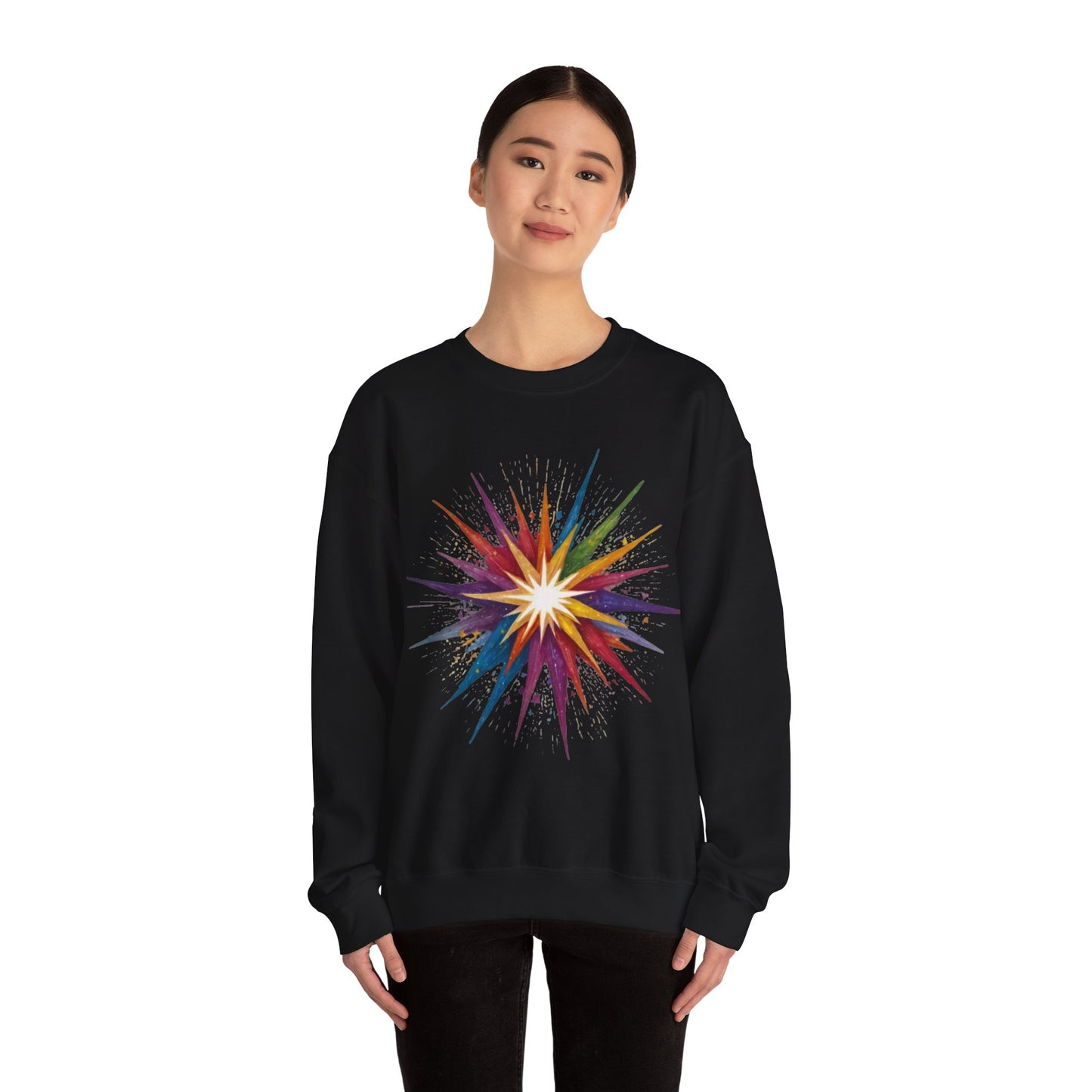 Colourful Exploding Star - Unisex Crewneck Sweatshirt